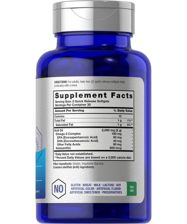Antarctic Krill Oil 2000mg Softgels | Omega-3 EPA DHA Supplement with Astaxanthin | Non-GMO & Gluten Free | 60 Capsules by Horbaach - Buy Online on GoSupps.com