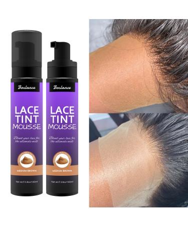 Lace Tint Mousse and Spray - Hair Color Styling Foam for Wigs Lace Frontal Wigs and Brown Hair Medium Brown