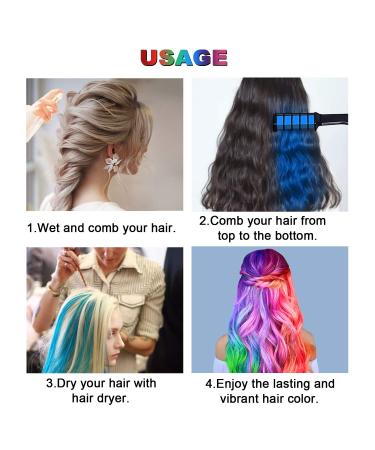 Kids Temporary Hair Chalk Comb - Non-Toxic Washable Hair Color Dye - Girls Gift for Halloween, Christmas, Birthday Parties - 6 Colors - Ages 1-10 - Buy Online on GoSupps.com