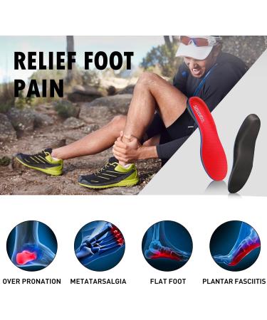 Orthotic Shoe Insoles for Arch Support - Relieve Plantar Fasciitis & Foot Pain | Mens 10-10.5 Womens 12-12.5 - Red - Buy Online on GoSupps.com