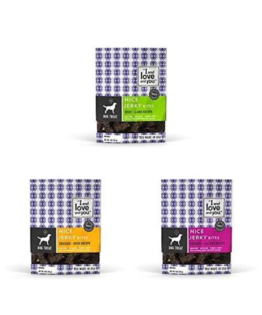 "I and love and you" Nice Jerky Bites - Soft Grain Free Dog Treats for Large and Small Dogs, Puppies and Adults, Great for Training (Variety of Flavors) Variety Pack 1-pound