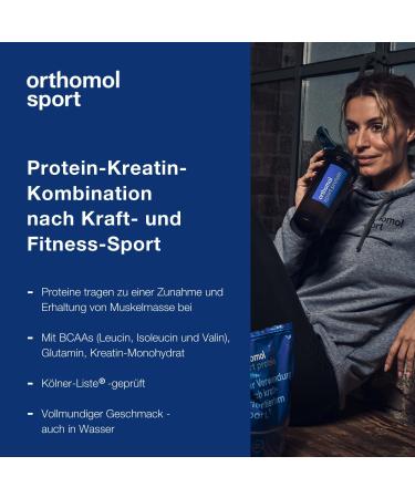 Orthomol Sport Protein - Chocolate Flavor Protein Powder with Creatine & BCAAs for Optimal Recovery | 16 Daily Portions - International Shipping Available - Buy Online on GoSupps.com