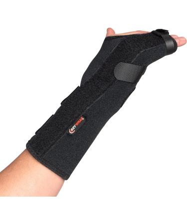 Ezy Wrap Boxer Orthopedic Wrist Brace for Women & Men - Medium Right Hand Support Brace with Finger Splints for Metacarpal Fracture, Sprain, or Swelling - Comfortable Black Hand Wrap - Buy Online on GoSupps.com