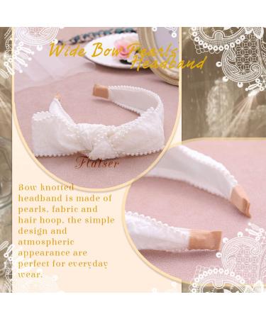 White Bowknot Headband with Pearls - Prom & Wedding Hair Accessory - Buy Online on GoSupps.com