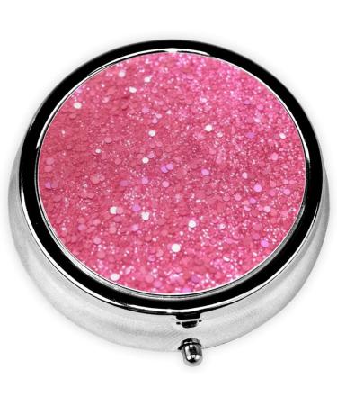 Sparkling Pink Glitter Pill Box - Portable 3 Compartment Metal Organizer for Vitamins & Travel | Cute Pill Case for Purse & Pocket - Buy Online on GoSupps.com
