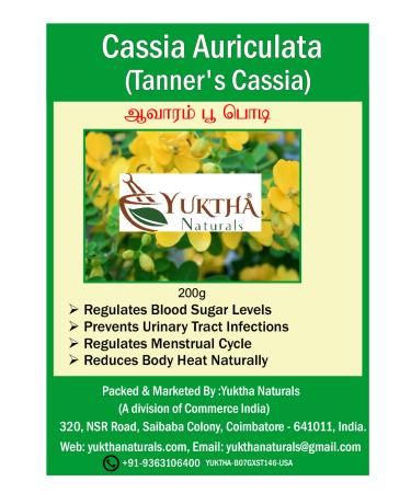 Yuktha Naturals Avarampoo Powder | Senna Auriculata | Awala | Tarwar| Tanner s Cassia | Tagedu | Avaram - 200g/7 Oz