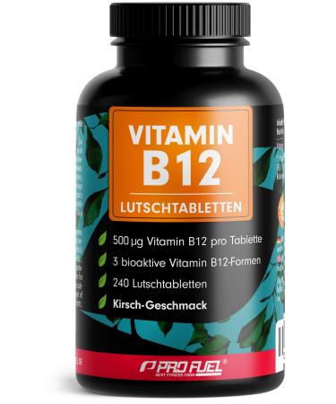 Vitamin B12 sucking tablets 240x cherry 500 g B12 per tablet made of methylcobalamine adenosylcobalamine & hydroxocobalamine delicious taste optimally highly dosed without added sugar 100% vegan cherry - 1x 240 tablets - Buy Online on GoSupps.com