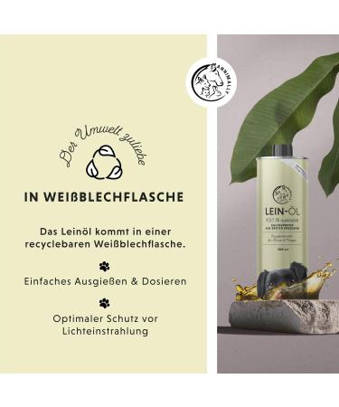 Annimally Linseed Oil for Dogs 500ml - Cold-Pressed Omega 3 & 6 Fatty Acids | Natural BARF Oil for Dogs Cats & Horses - Pure German Quality - Buy Online on GoSupps.com