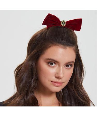 HairBarrettes-Black-red-velvet Luxury Velvet Hair Bow Clip for Thick or Curly Long Hair - Premium Hair Accessories - Buy Online on GoSupps.com