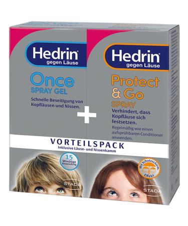 Hedrin advantage pack - 1 x once spray gel (60 ml) + 1 x Protect & Go spray (120 ml) - set for the removal and prevention of head lice and nisses - well tolerated clinically tested