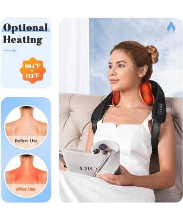 Knqze Wireless Neck Massage Device - 4D Deep Tissue Shiatsu Massager with Heat for Pain Relief | Perfect for Neck Shoulders and Legs | Ideal Gift in Black - Buy Online on GoSupps.com