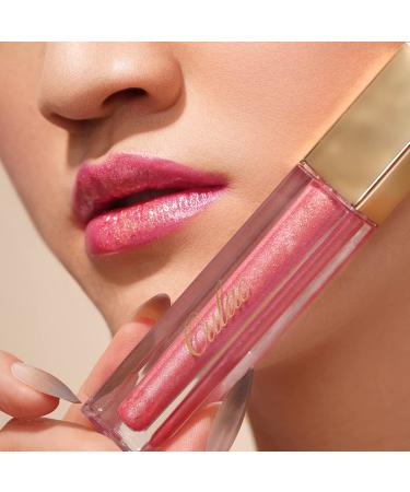 Oulac Lip Gloss - 3D Shiny Liquid Lipstick with Rose Damascena Extract | Moisturizing Glitter Lip Care for Dry Lips - Cool Pink (C06) - 4.5ml - Buy Online on GoSupps.com