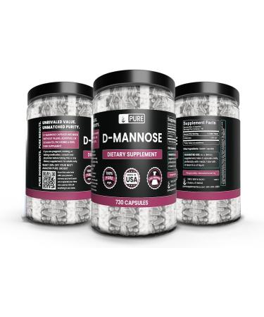 Pure Original D-Mannose 730 Capsules - No Magnesium or Rice Fillers - Lab Verified - Buy Online on GoSupps.com