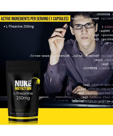 Nuke Nutrition L-Theanine 250mg - 60 Tablets | High Strength Sleep Aid & Stress Relief Supplement | Pure & Natural L-Theanine | Easy Swallow | Filler Free - Buy Online on GoSupps.com