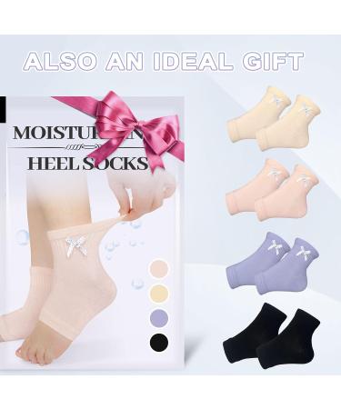 Migliore Moisturising Cotton Gel Heel Socks - 2 Pairs for Cracked Heels, Dry Feet - Natural Jojoba, Olive, Vitamin - Open Toe Design - Women Men - Pastel Pink - Buy Online on GoSupps.com