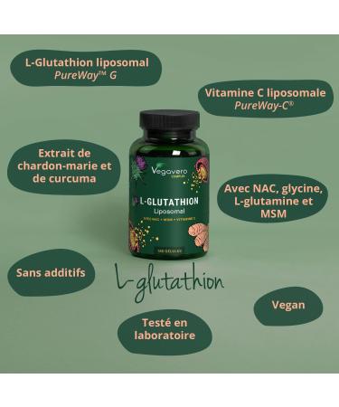 GLUTATHION Liposomal & R duit | 180 G lules | Avec Pr curseurs : NAC Vitamine C MSM Glycine | PureWay - G | Antioxydant + Anti age + Immunit | Vegan & Sans Additifs | Vegavero 180 unit (Lot de 1) - Buy Online on GoSupps.com