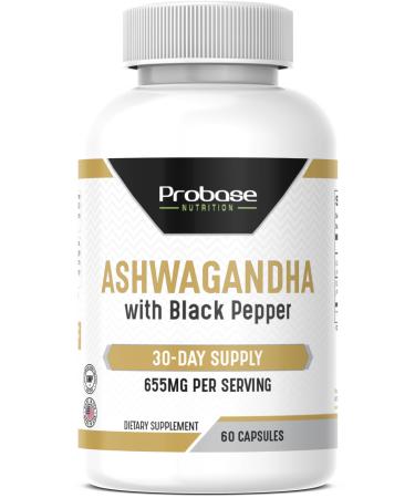 Probase Nutrition Ashwagandha with Black Pepper 60 Capsules 30-Day Supply
