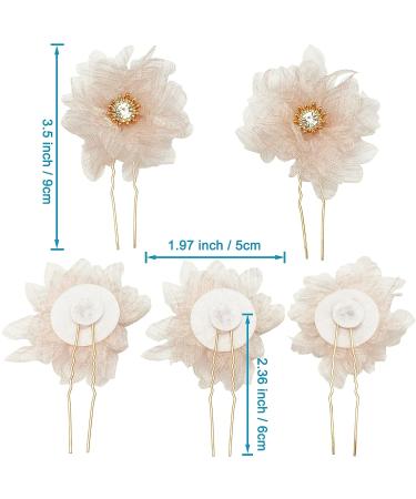 BETITETO Bridal Flower Hair Pins 5 Piece Set | U-Shaped Rhinestone Floral Hair Comb | Wedding Party Accessories (Pink) - Buy Online on GoSupps.com