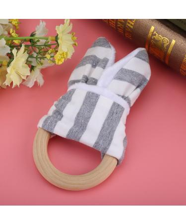 Natural Wooden Teething Rings for Babies - 2Pcs Teether Set for Boys & Girls (Gray) - Safe & Stylish Teething Solution - Buy Online on GoSupps.com