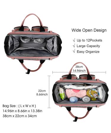 Pomelo Best Waterproof Diaper Bag | Multifunctional Travel Bag with Stroller Hooks & Adjustable Strap - Pink & Gray - Buy Online on GoSupps.com