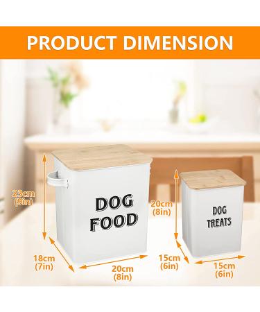 Pethiy Dog Food & Treats Storage Tin Containers Set with Scoop - White Coated Carbon Steel Canisters with Wood Lids - Buy Online on GoSupps.com