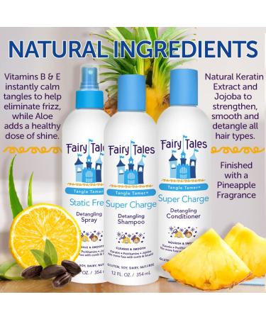 Fairy Tales Tangle Tamer Kids Shampoo & Conditioner + Detangling Spray - 3 Pack - Paraben & Sulfate Free - 12 Oz Each - Anti Frizz & Ultra Moisturizing - Buy Online on GoSupps.com
