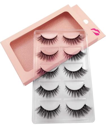 Desikixudy 3D Faux Lashes Handmade Luxurious Volume Fluffy Natural False Eyelashes 5 Pairs with Tweezers 00 - Buy Online on GoSupps.com