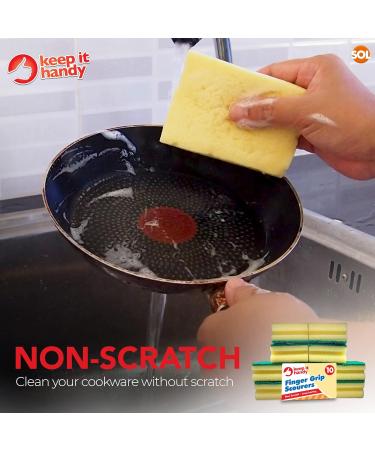 10pk Heavy Duty Sponge Scourer with Finger Grip | Multi-purpose Kitchen and Bathroom Cleaning Sponges and Scrubbers | SOL Sticker Included - Buy Online on GoSupps.com