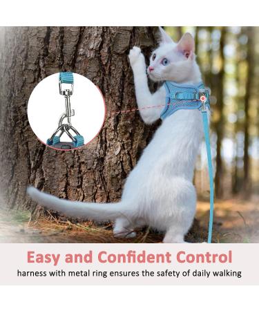 Reflective Mesh Cat Harness and Leash Set - Escape Proof Kitten and Puppy Vest - Comfort Fit and Lightweight - Easy Control - Small Blue - Buy Online on GoSupps.com