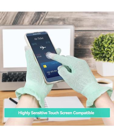 Moisturizing Cotton Gloves for Dry Hands - Overnight Eczema Gloves with Touchscreen Fingertips - Nighttime Lotion Gloves for Sleeping SPA Beauty - Green, M (1 Pair) - Buy Online on GoSupps.com