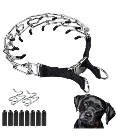 Acrylicc Dog Prong Collar Dog Pinch Collar Dog Training Collar with Quick Release Snaps and Comfort Tips for Small Medium and Large Dogs (Medium 3mm 19.7" 14-18" Neck Black) Medium 3mm 19.7-Inch 14-18" Neck