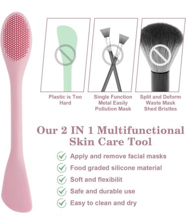 Prasacco 2 PCS Silicone Face Mask Brushes for Women - Double-Head Makeup Beauty Tool for Mud, Clay, Charcoal Masks - Pink Gray - Buy Online on GoSupps.com