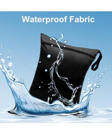2Pcs Reusable Wet Dry Bags 13x14 inch | Waterproof Nappy Changing Bags for Babies | Ideal for Swimming, Camping, Travel | Black/Green - 30x35cm - Buy Online on GoSupps.com