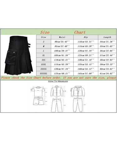Men's Scottish Rock Short Medieval Kilt - Vintage Scottish Costumes for Adults | Classic Black Clubwear in Large Sizes (5XL) - Buy Online on GoSupps.com