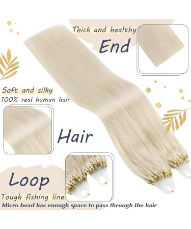 Ugeat Real Hair Extensions - White Blonde Microring #60A 55cm Micro Loop 50 Strands 50g | Premium Quality International Shipping - Buy Online on GoSupps.com