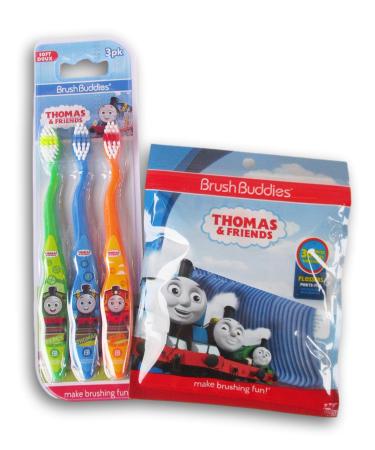 Thomas Themed Tooth Care Set for Kids - Toothbrushes and Flosser Picks Blue