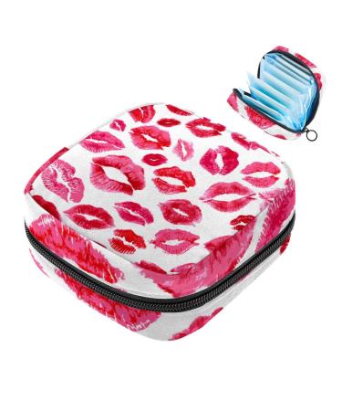 Women's binding-storage bag Lips Print pattern ladies tampon tampon storage bag zip pockets menstrual tapes bag multi03