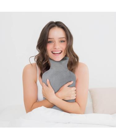 Relaxdays 2 x Fluffy Hot Water Bottles - 1.5L Odourless Natural Rubber | Grey/Red - International Shipping - Buy Online on GoSupps.com