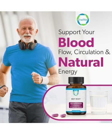 TrueMed Organic Beetroot Capsules 1500mg Beet Root Supplements for Blood Pressure Energy & Circulation Support | Natural Beet Supplement Stamina & Endurance | Non-GMO Vegan 60 Capsules USA Made - Buy Online on GoSupps.com
