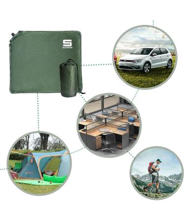 SJC Suede Inflatable Seat Cushion - Portable & Comfortable Stadium Cushion in Army Green - Buy Online on GoSupps.com