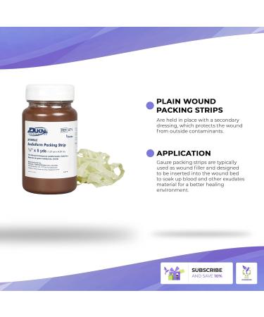 Dukal Iodoform Impregnated Wound Packing Strips 1/2 x 5 Yards - Sterile Gauze for Infected Wounds - Buy Online on GoSupps.com