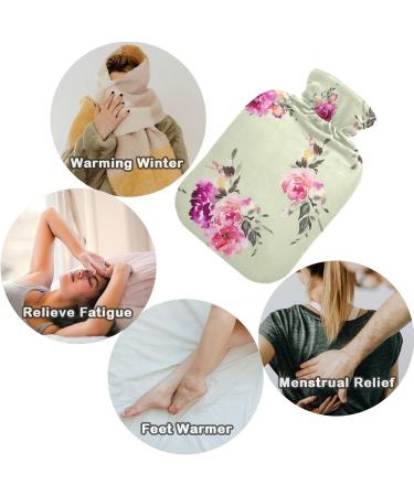 NAANLE 2L Hot Water Bottle with Watercolor Flower Cover - Relieve Back Pain & Enhance Heat Therapy - Transparent Design for Hand & Neck Comfort - Buy Online on GoSupps.com