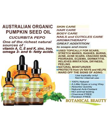 Buy Organic Pumpkin Seed Oil - 100% Pure Cold Pressed Carrier Oil for Face Skin Hair Nails | Botanical Beauty 4 Fl. oz. (120 ml - Buy Online on GoSupps.com