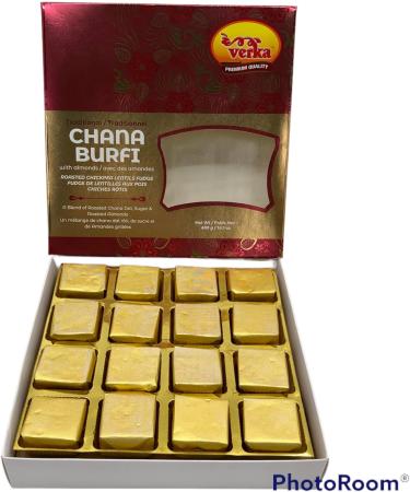 Verka's Roasted Chickpea Lentil Fudge with Almonds Chana Badam Burfi/Barfi. Indian Sweets for Festivals (16 Burfi's in a pack) Indian Sweet Gift Pack of Barfi. - Buy Online on GoSupps.com
