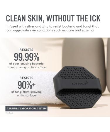 Sud Scrub Antimicrobial Silicone Face Scrubber for Sensitive Skin - Eco-Friendly Exfoliating Facial Cleansing Brush for Men & Women (Charcoal) - 1 Pack - Buy Online on GoSupps.com
