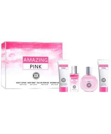HyBrid & Company Amazing Pink 4Pcs Gift Set For Women 50ml-Perfume&50ml-Mist&50ml-Bodylotion&50ml-Shower Gel Choice Chilanel