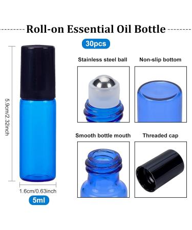 Benecreat 30 Pack 5ml Cobalt Blue Glass Roller Bottles - Essential Oils with Stainless Steel Balls Pipets & Funnels for Optimal Use - Buy Online on GoSupps.com