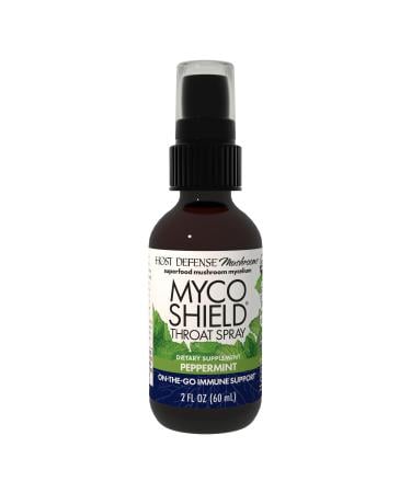 Host Defense MycoShield Throat Spray - Immune Health Support - Dietary Mushroom Supplement with Chaga Reishi Turkey Tail & More - On-The-Go Immune Support - Peppermint 2 fl oz (142 Servings)* Peppermint 2 Fl Oz (Pack of 1)