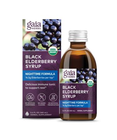 Gaia Herbs Black Elderberry NightTime Syrup 5.4 fl oz (160 ml)