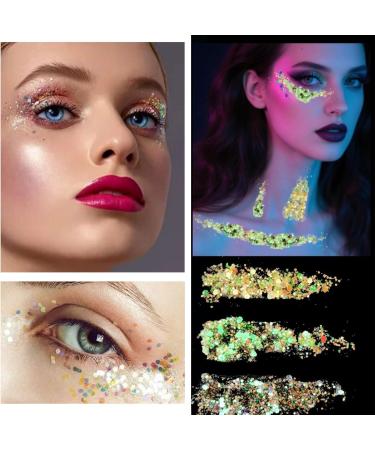  Dreamil 12 Colors Fluorescent Glitter Face Eye Hair Nail Body Glitter Gel Luminous Glitter for Festival Carnival Christmas Halloween (With 2 Makeup Sticks - Buy Online on GoSupps.com